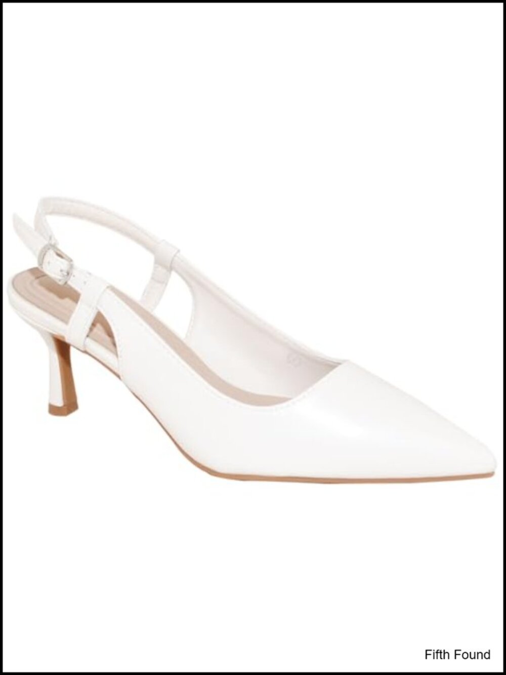 Pointed-Toe Slingback Kitten Heel Pumps Suede-Like Buckle Closure